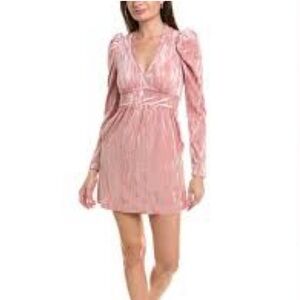 Rachel parcell crinkle velvet pink long sleeve dress in bridal rose